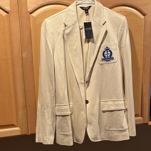 Lauren Ralph Lauren Beige Blazer with Navy Crest